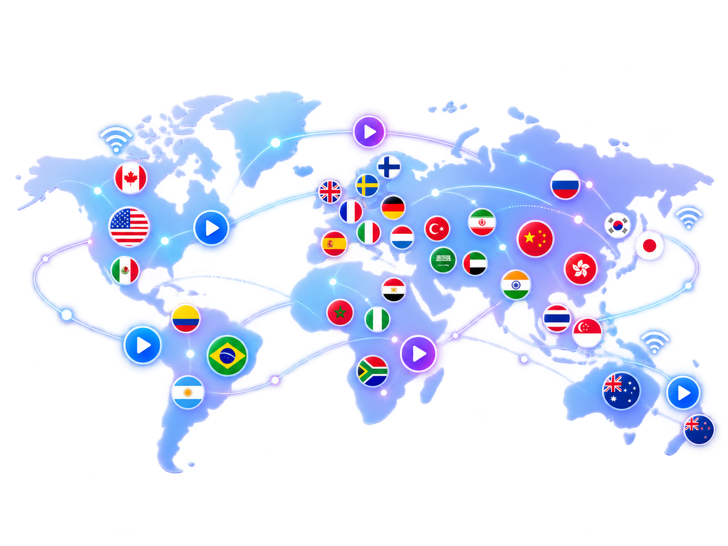 IPTV channels world map for VUNOTV international television streaming