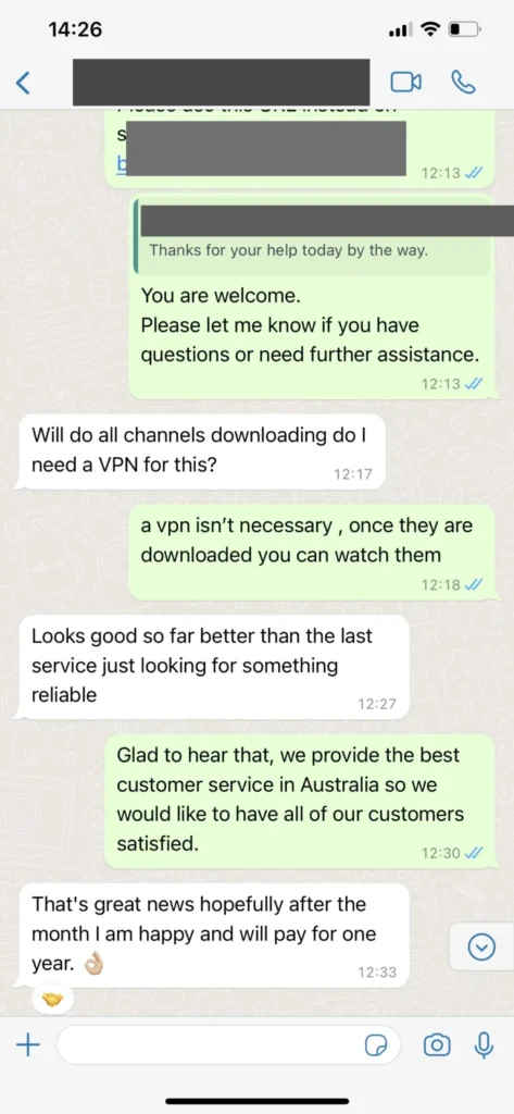 Support WhatsApp screenshot item 3 for IPTV viewers